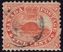 Stamp - Beaver - 5 cents - 1859 - Used